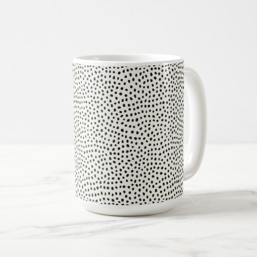 Schwarzes Punktmuster Kaffeetasse (VorderseiteRechts)