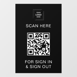 Schwarzes QR-Code-Anmeldezeichen für Besucher und Fensteraufkleber