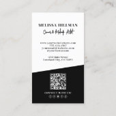 Schwarzes QR-Code-Foto-Makeup Vertikal Visitenkarte (Rückseite)