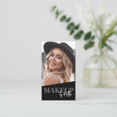 Schwarzes QR-Code-Foto-Makeup Vertikal Visitenkarte (Stehend Vorderseite)