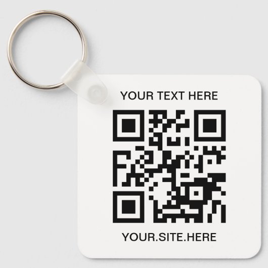 Schwarzes QR-Code-Foto Schlüsselanhänger (Vorderseite)