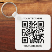 Schwarzes QR-Code-Foto Schlüsselanhänger (Vorderseite)