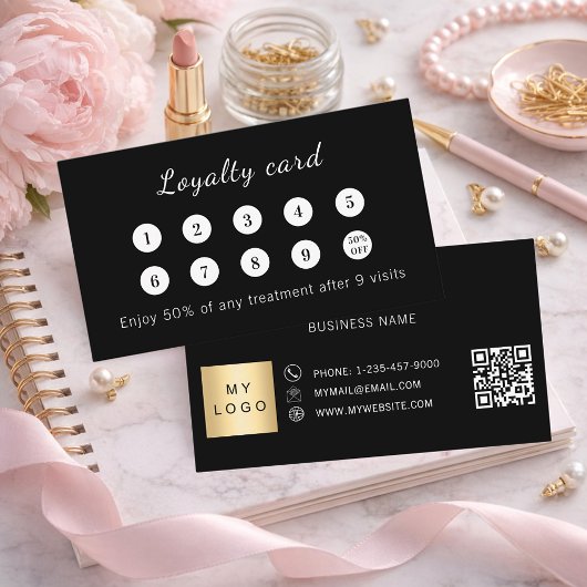 Schwarzes QR-Code Geschäftslogo Treuekarte