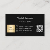 Schwarzes QR-Code Geschäftslogo Treuekarte (Rückseite)