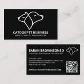 Schwarzes Qr-Code-Logo Hund Katze Haustier Visitenkarte (Vorne/Hinten)