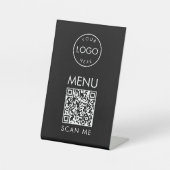 Schwarzes QR-Code-Menü Café oder Restaurant Scanne Sockelschild (Vorderseite)