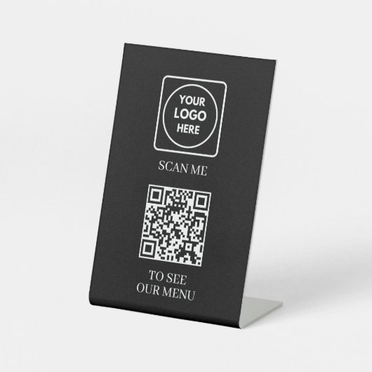 Schwarzes QR-Code-Menü-Display-Tischständer-Schild Sockelschild (Vorderseite)