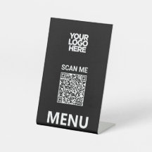 Schwarzes Qr-Code-Menü | Logo Berührungslos Modern