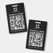 Schwarzes QR-Code-Website-Messen-Schild Ausweis (Vorder- & Rückseite)