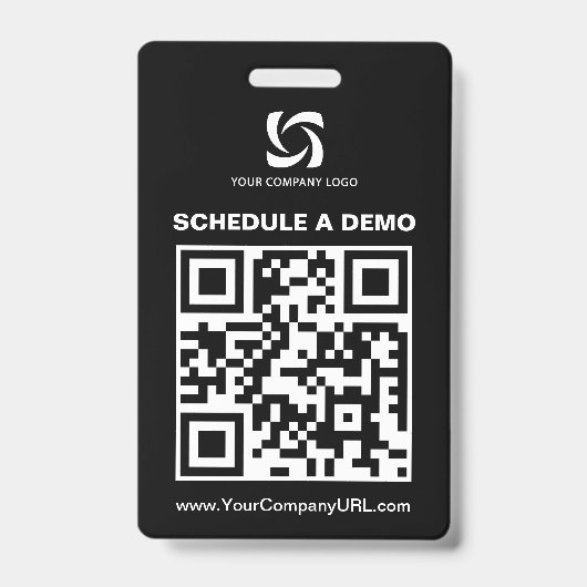 Schwarzes QR-Code-Website-Messen-Schild Ausweis (Vorderseite)