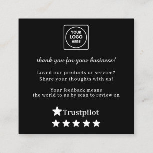 Schwarzes QR Trustpilot Bewertungen Individuelle Quadratische Visitenkarte