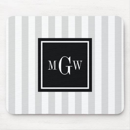 Schwarzes Quadrat 3 Monogramm Mousepad (Vorne)