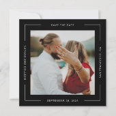 Schwarzes Quadrat Ganzes Textrahmen Save the Date (Vorderseite)