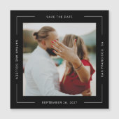 Schwarzes Quadrat Ganzes Textrahmen Save the Date Magnetkarte (Vorderseite)