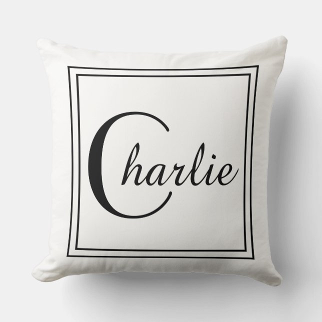 Schwarzes Quadrat-Grenze Kissen (Vorderseite)