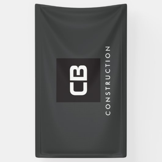 Schwarzes Quadrat Monogram Construction Logo Dunke Banner (Vertikal)