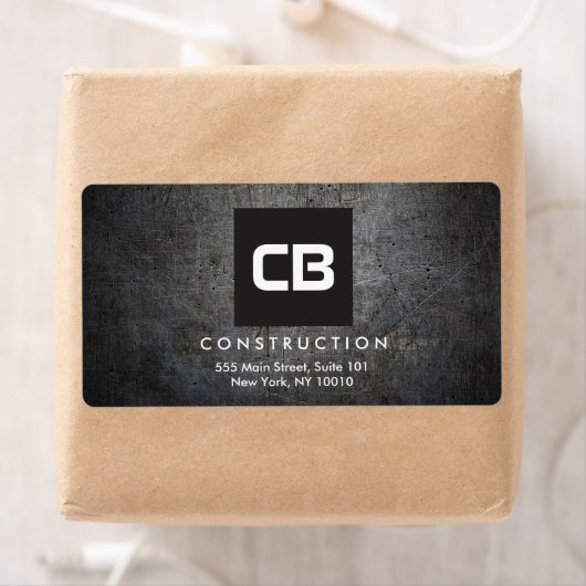 Schwarzes Quadrat Monogram Grunge Metal Constructi (Insitu)