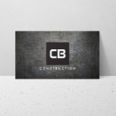 Schwarzes Quadrat Monogram Grunge Metal Constructi Visitenkarte
