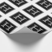 Schwarzes Quadrat Monogram Wrapper Geschenkpapier (Ecke)