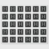 Schwarzes Quadrat Monogram Wrapper Geschenkpapier (Flach)