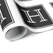 Schwarzes Quadrat Monogram Wrapper Geschenkpapier (Rolleneckpunkt)