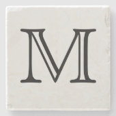 Schwarzes Quadrat-Monogramm personalisiert Steinuntersetzer (Vorderseite)