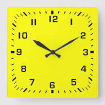 Schwarzes Quadrat Zahlenschild auf Gelb