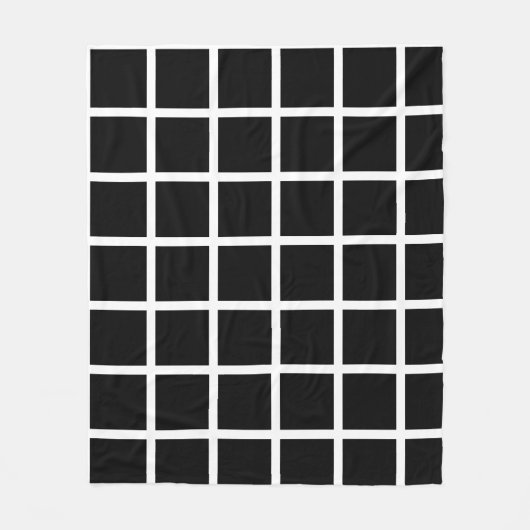 Schwarzes Quadratmuster mit weißen Rändern Fleecedecke (Vorderseite)