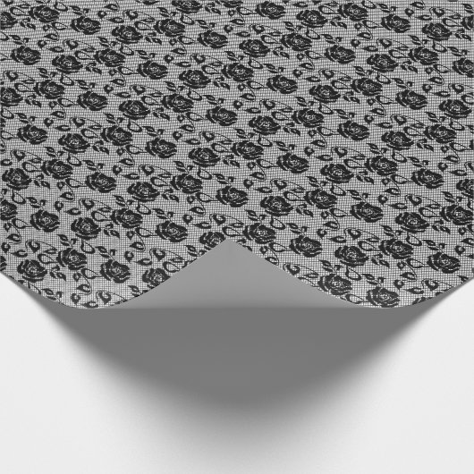 Schwarzes Quadratzmuster auf weißem Hintergrund Geschenkpapier (Ecke)