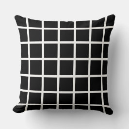 Schwarzes Quadratzmuster und weiße Rahmen Kissen