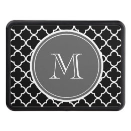 Schwarzes Quatrefoil Muster, graues Monogramm Abschlepphaken Verkleidung