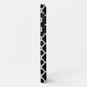 Schwarzes Quatrefolienmuster Peach Monogramm Case-Mate iPhone Hülle (Hinten/Links)