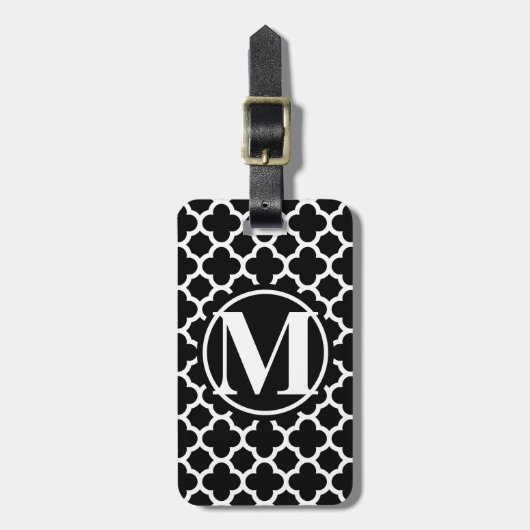 Schwarzes Quilton III Monogramm Gepäckanhänger (Vorderseite vertikal)