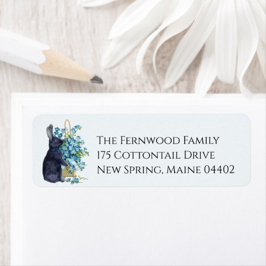 Schwarzes Rabbit Blau Vergiss mich nicht Blume Ost (Insitu)