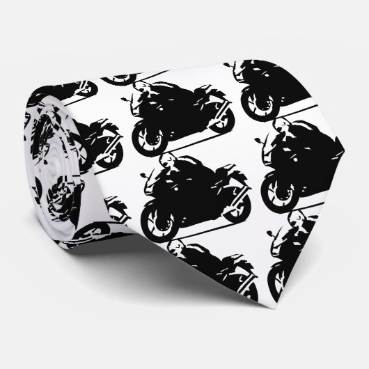 schwarzes Radfahrerikonenmotorrad Krawatte (Gerollt)