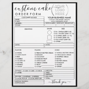 Schwarzes Rahmen Einfaches Bäckerei-Torte Bestellf Flyer
