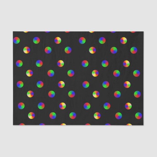Schwarzes Rainbow Dots LGBT Gay Pride Tissue Paper Seidenpapier (Vorderseite)