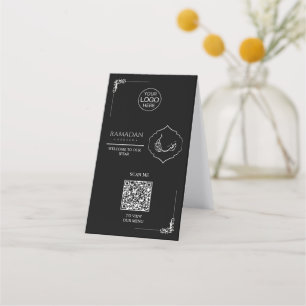 Schwarzes Ramadan-QR-Code-Tischzelt Iftar-Menü-S Treuekarte