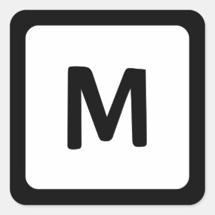 Schwarzes Rand Monogramm mit abgerundeten Ecken Quadratischer Aufkleber