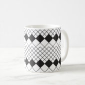 Schwarzes Rautenmuster Kaffeetasse (VorderseiteRechts)