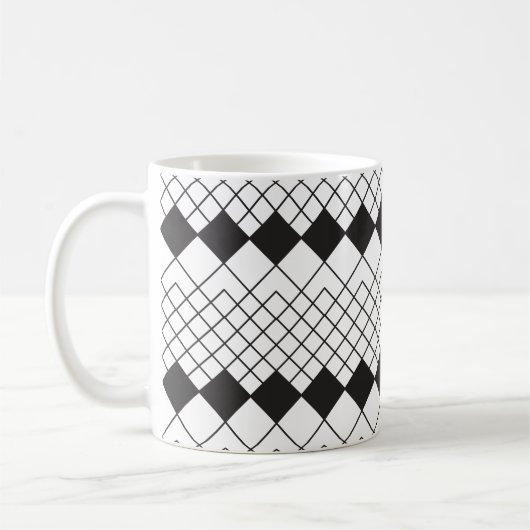 Schwarzes Rautenmuster Kaffeetasse (Links)