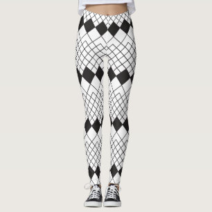 Schwarzes Rautenmuster Leggings