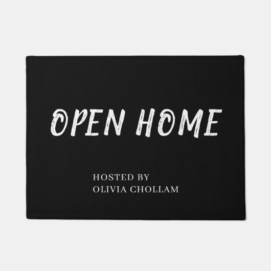 Schwarzes Realtor-Logo | Stylish Custom Open House Fußmatte (Vorderseite)