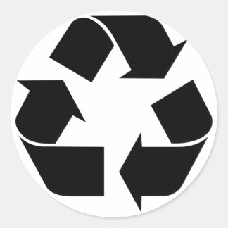 Schwarzes Recycelnd Symbol Runder Aufkleber