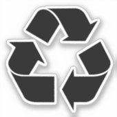 Schwarzes Recycling-Symbol Aufkleber (Vorderseite)