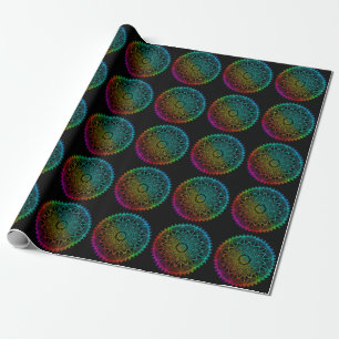 Schwarzes Regenbogen-Mandala Geschenkpapier