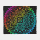 Schwarzes Regenbogen-Mandala-Poster Fleecedecke (Vorderseite (Horizontal))