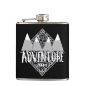 Schwarzes Reise-Abenteuer-Junkie-Camping Flachmann (Vorderseite)