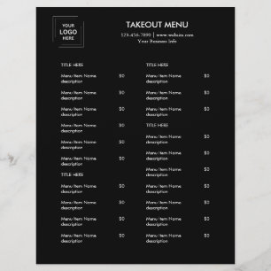 Schwarzes Restaurant-Logo Takeaway-Menü Flyer Desi
