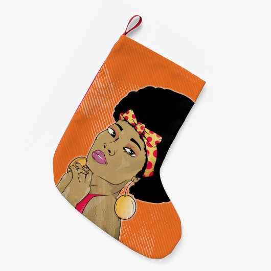 Schwarzes Retro-Portrait Kleiner Weihnachtsstrumpf (Vorderansicht (hängend))